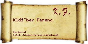 Kléber Ferenc névjegykártya